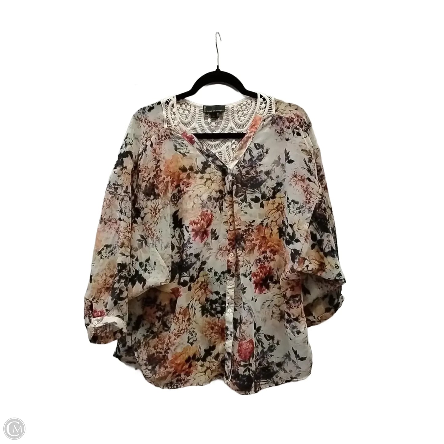 Blouse Long Sleeve By Jeans By Buffalo In Floral Print, Size: L