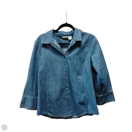 Top Long Sleeve By St Johns Bay In Blue Denim, Size: L
