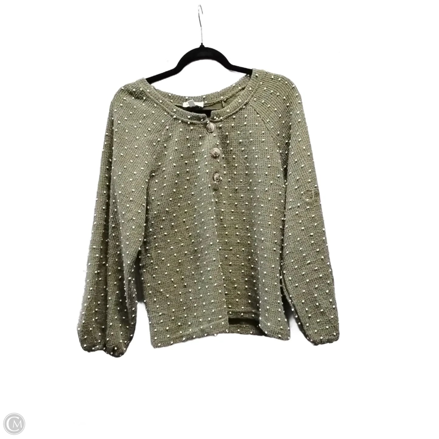 Top Long Sleeve By Blu Pepper In Green, Size: L