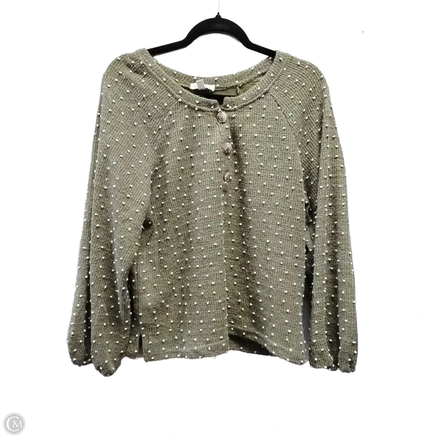 Top Long Sleeve By Blu Pepper In Green, Size: L