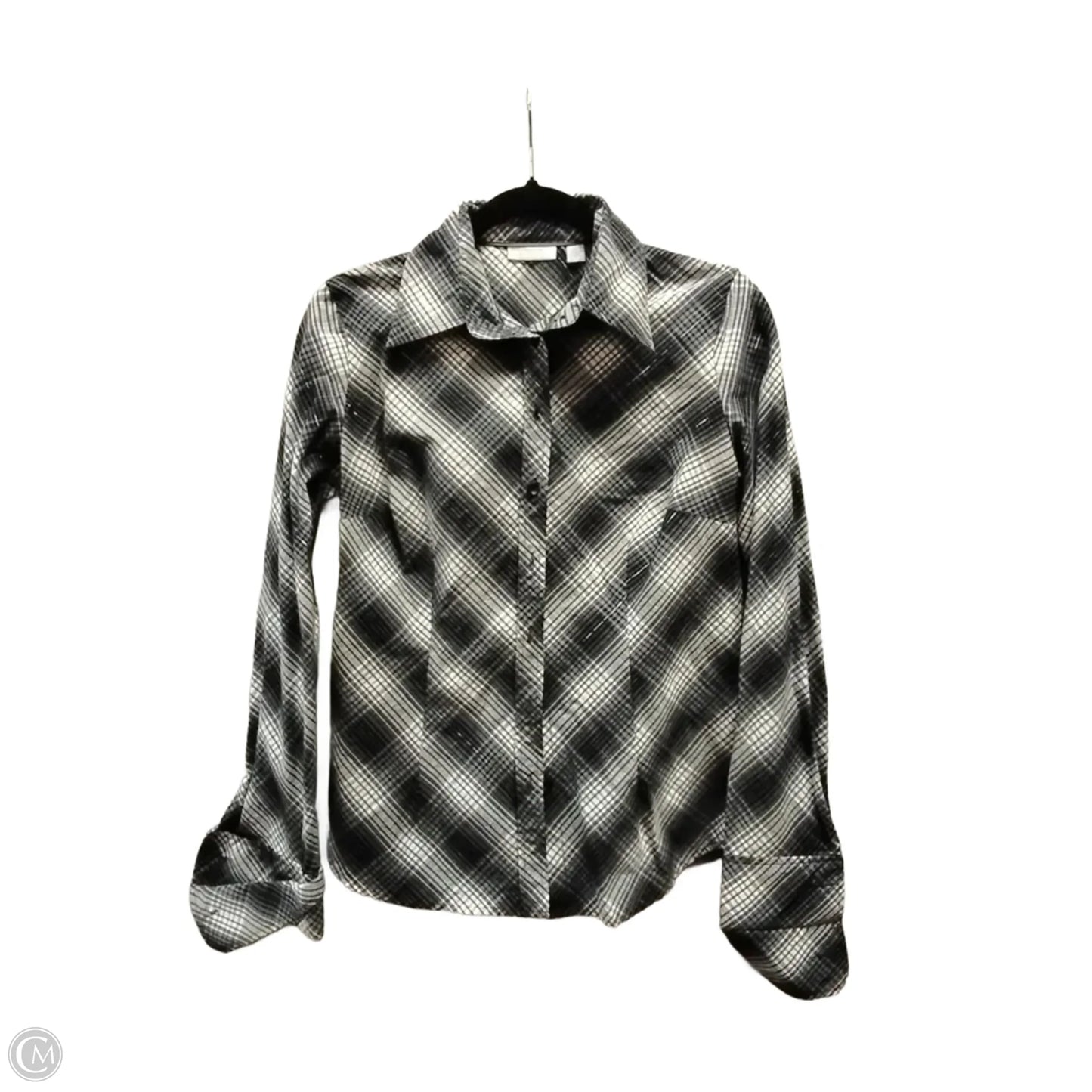 Top Long Sleeve By New York And Co In Plaid Pattern, Size: S