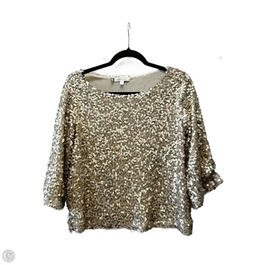Top 3/4 Sleeve By Jennifer Lopez In Gold, Size: M