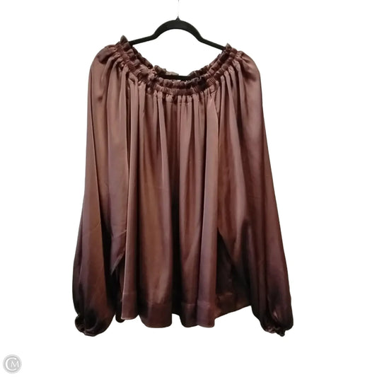 Blouse Long Sleeve By H&m In Brown, Size: Xxl