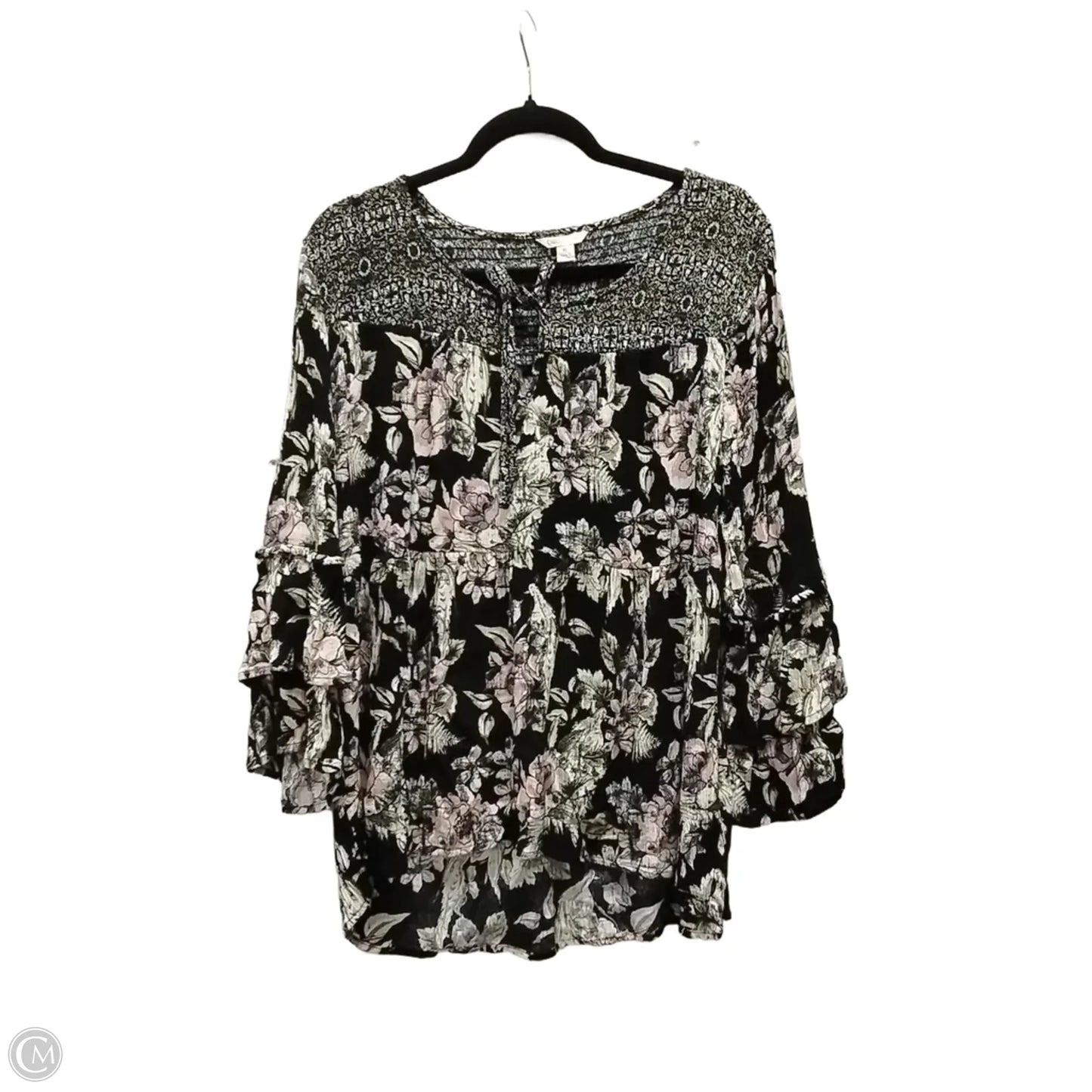 Blouse Long Sleeve By Cato In Floral Print, Size: Xl