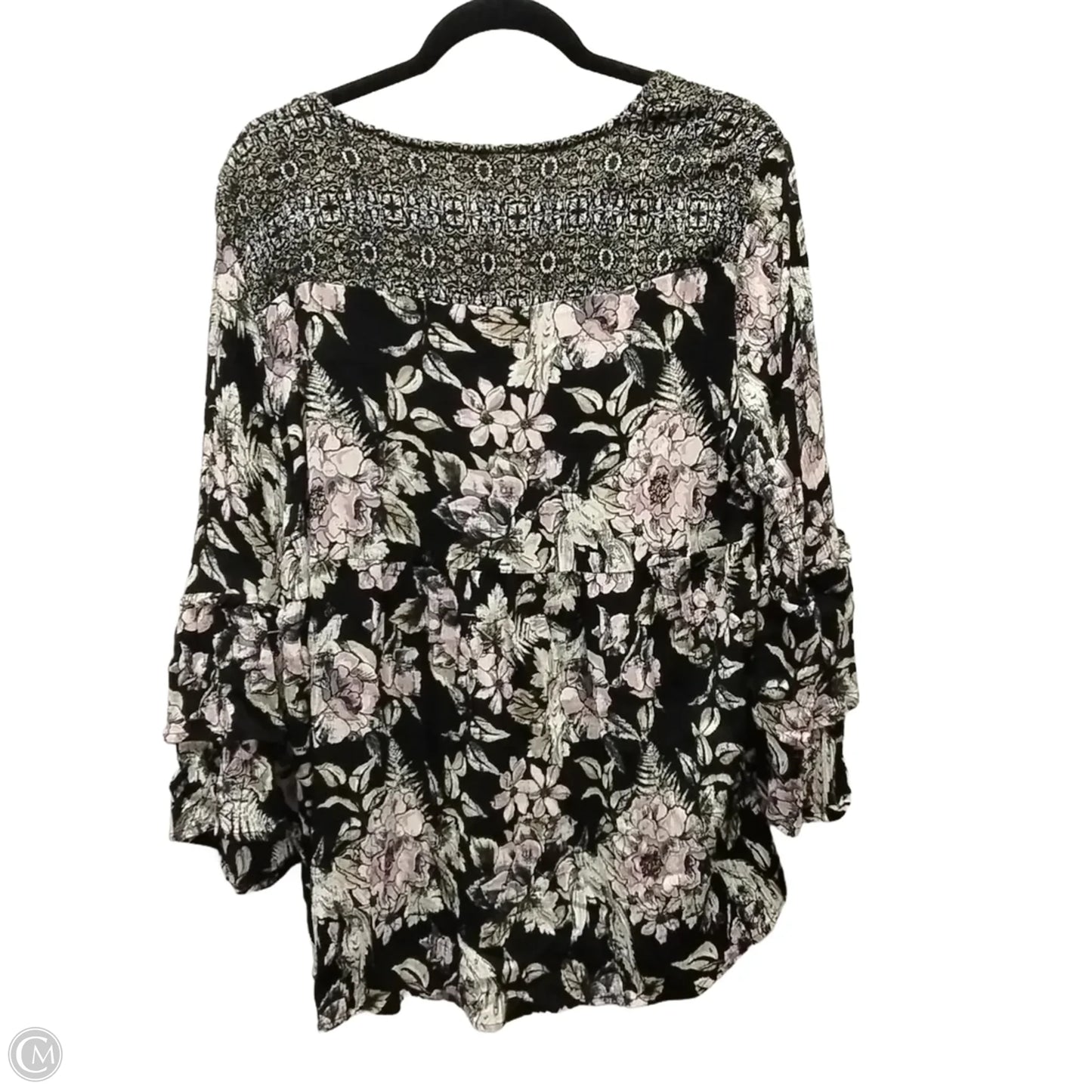 Blouse Long Sleeve By Cato In Floral Print, Size: Xl