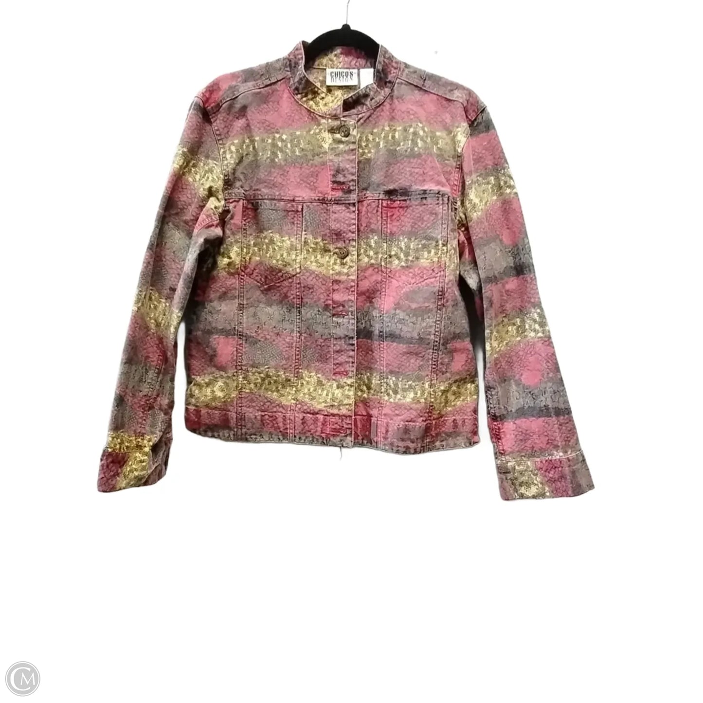 Jacket Denim By Chicos In Snakeskin Print, Size: 1