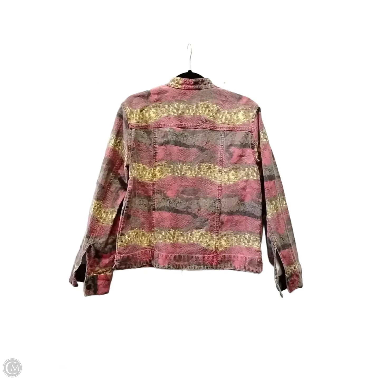 Jacket Denim By Chicos In Snakeskin Print, Size: 1