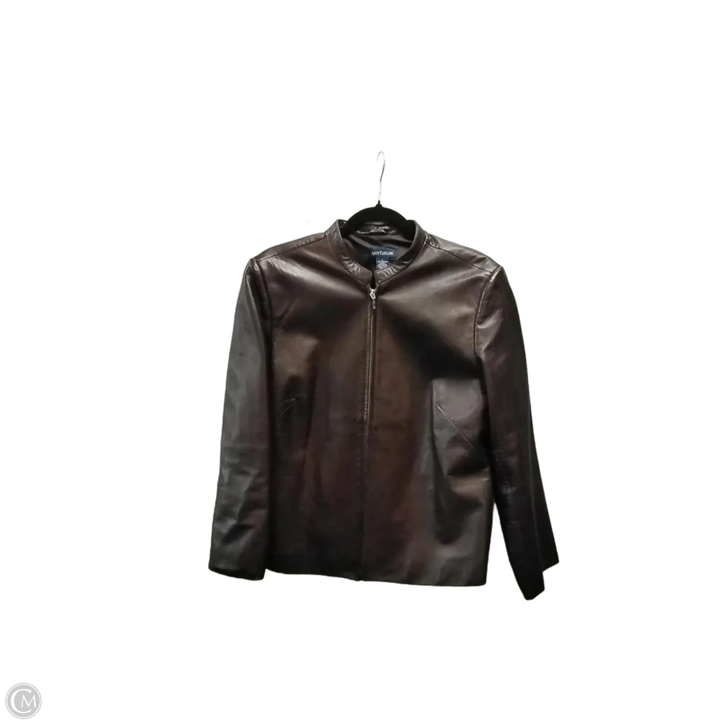 Jacket Leather By Ann Taylor In Brown, Size: L