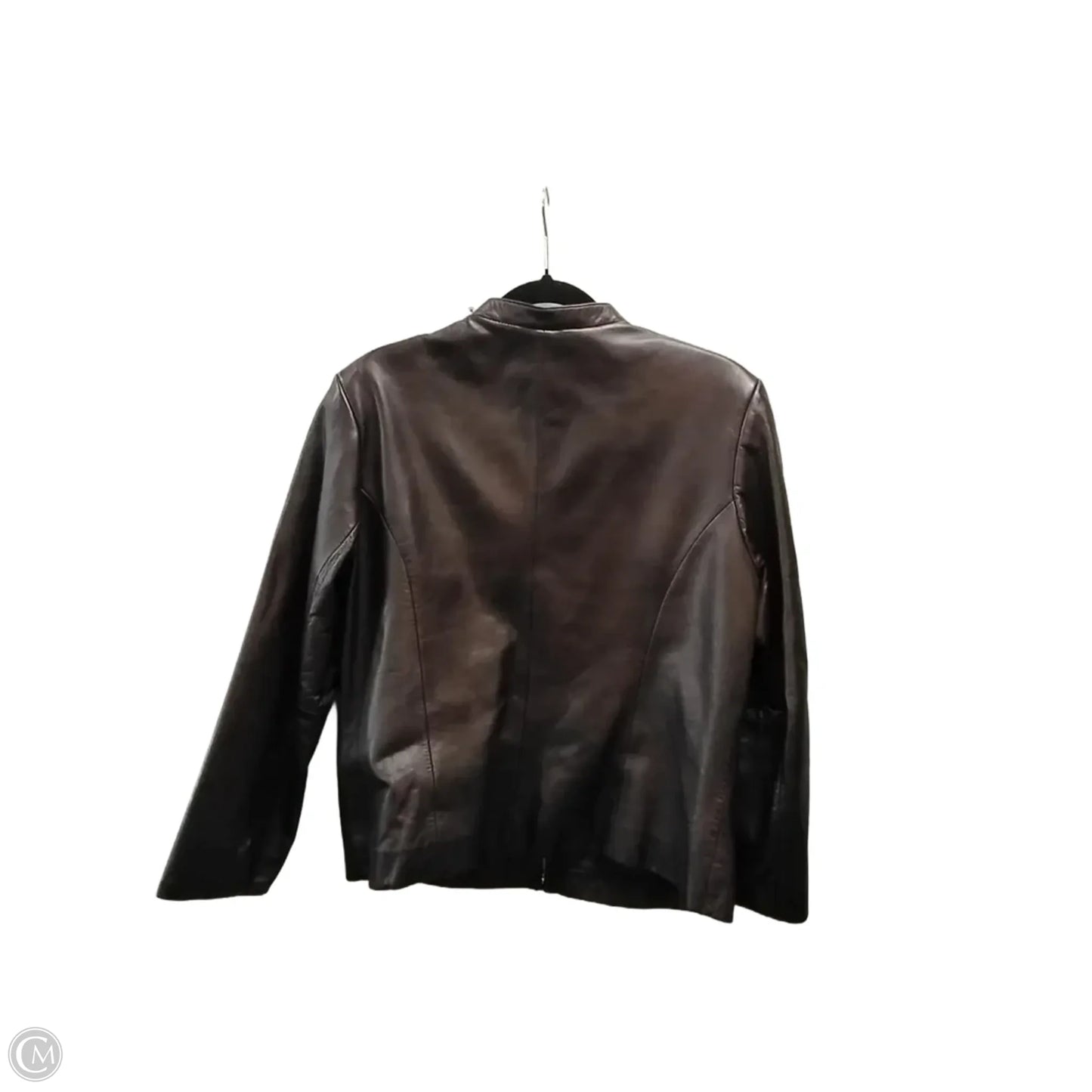 Jacket Leather By Ann Taylor In Brown, Size: L