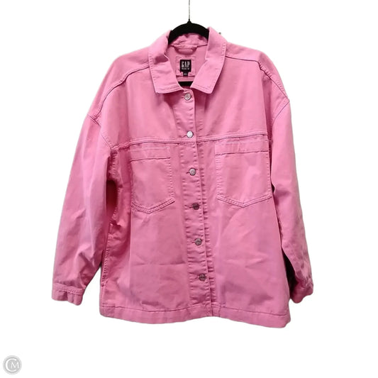 Jacket Denim By Gap In Pink Denim, Size: L