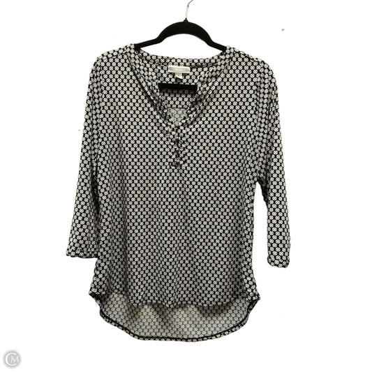 Blouse Long Sleeve By Dana Buchman In Geometric Pattern, Size: M
