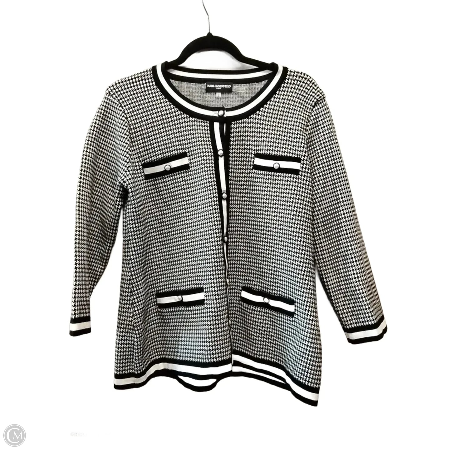 Jacket Designer By Karl Lagerfeld In Black & White, Size: L