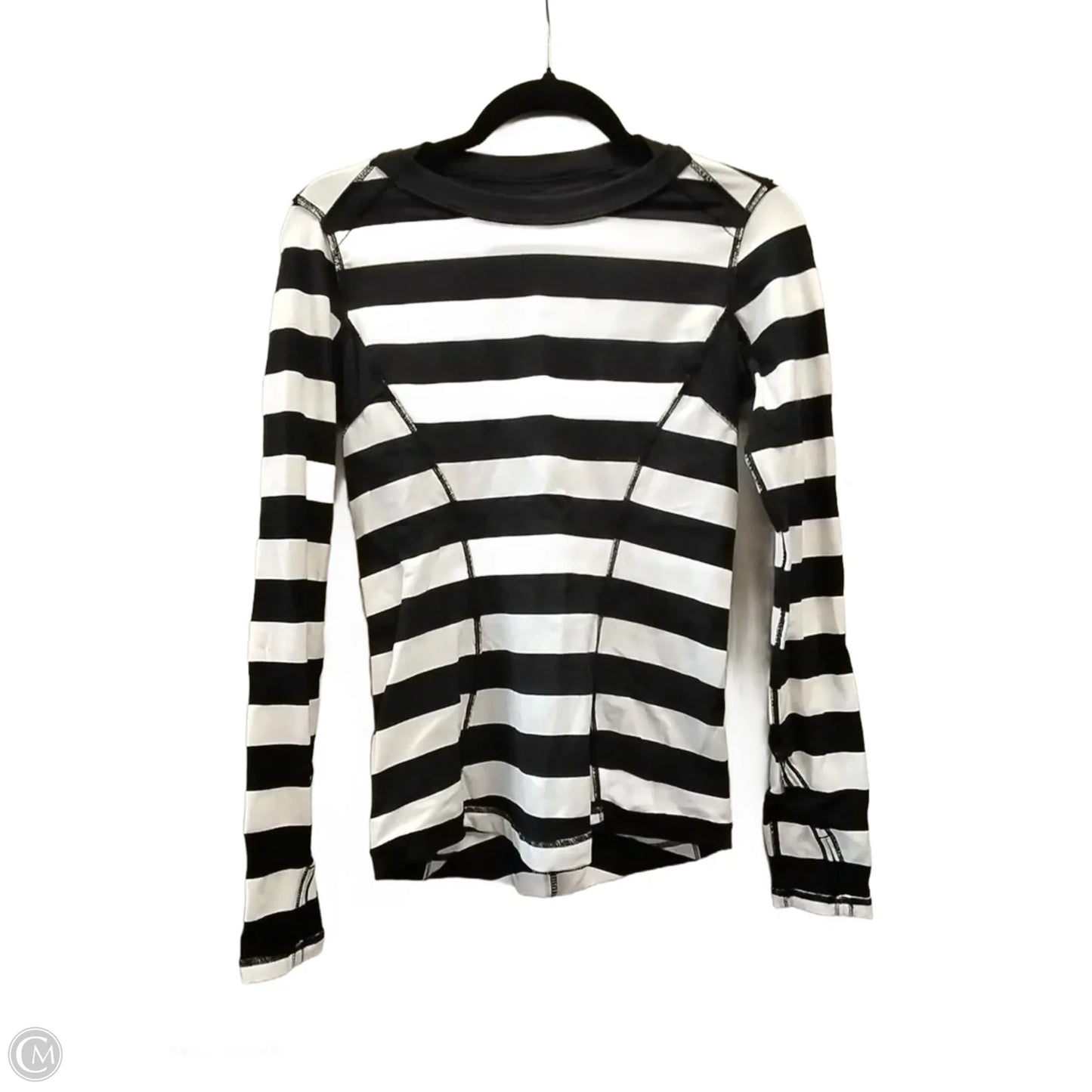 Athletic Top Long Sleeve Collar By Lululemon In Striped Pattern, Size: Xl