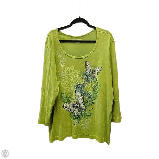 Top 3/4 Sleeve By West Bound In Green, Size: 2x