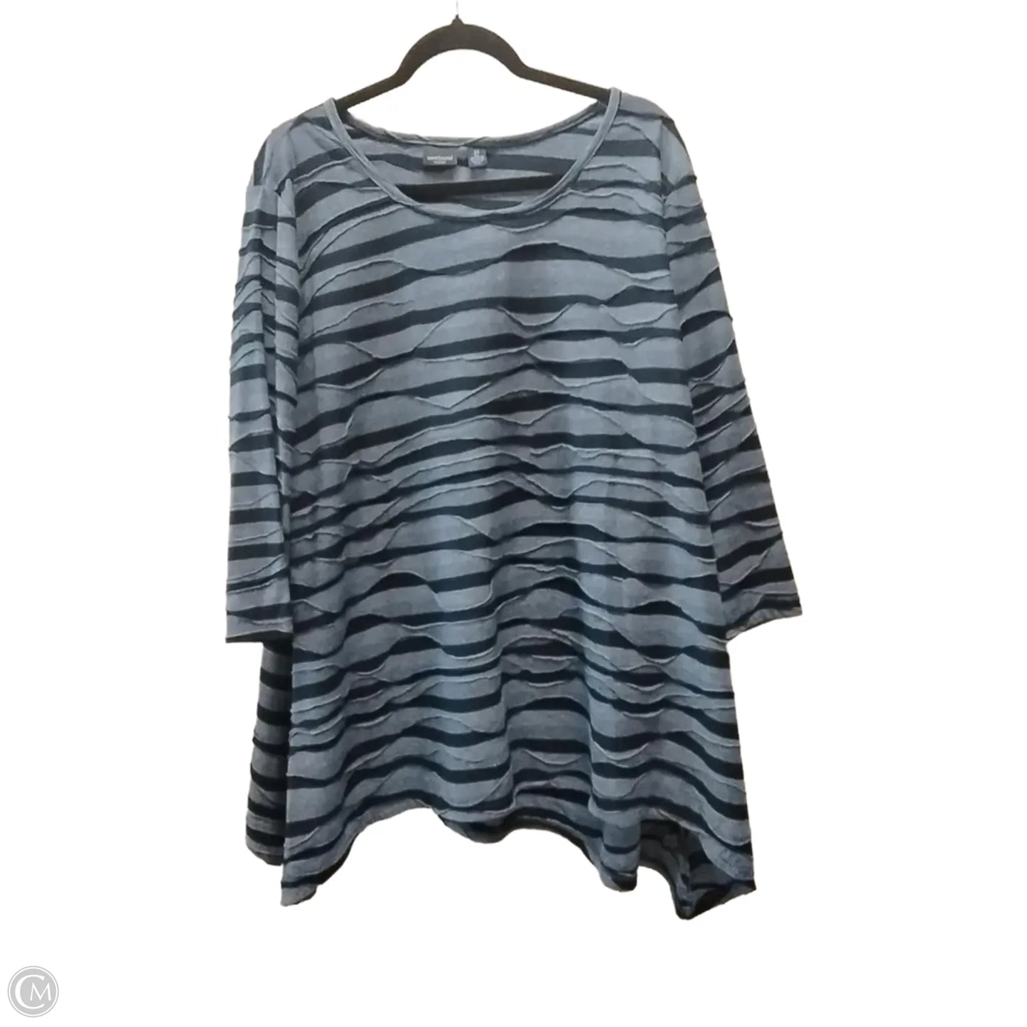 Top 3/4 Sleeve By West Bound In Blue, Size: 2x