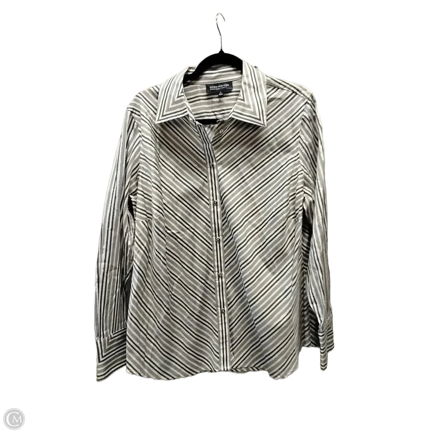 Top Long Sleeve By Jones New York In Striped Pattern, Size: 1x