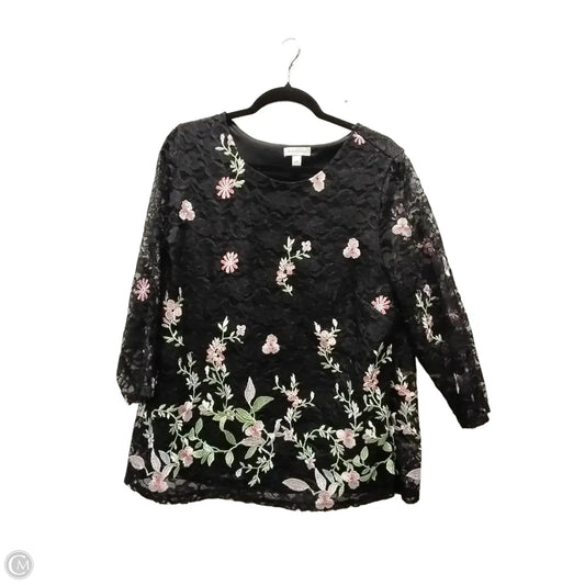 Top Long Sleeve By Charter Club In Black, Size: Xl