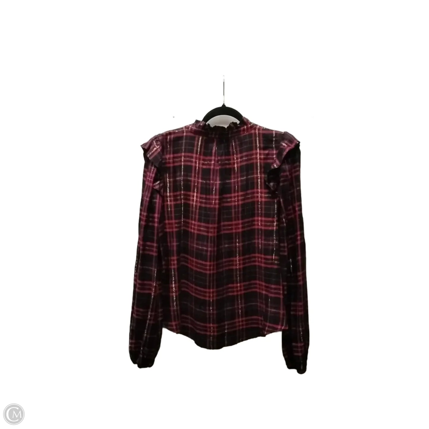 Top Long Sleeve By Evereve In Plaid Pattern, Size: M