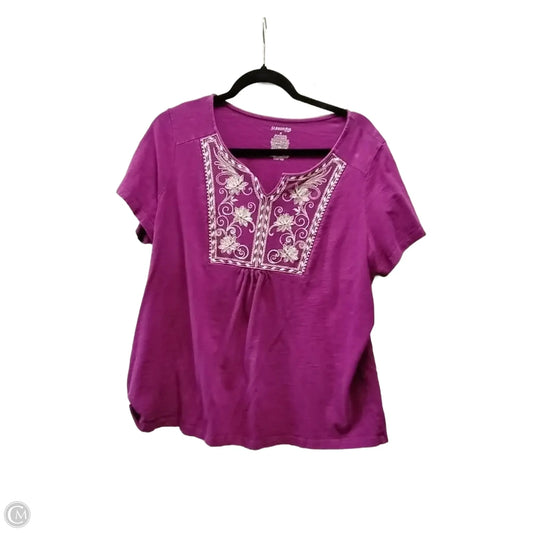 Top Short Sleeve By St Johns Bay In Purple, Size: 1x