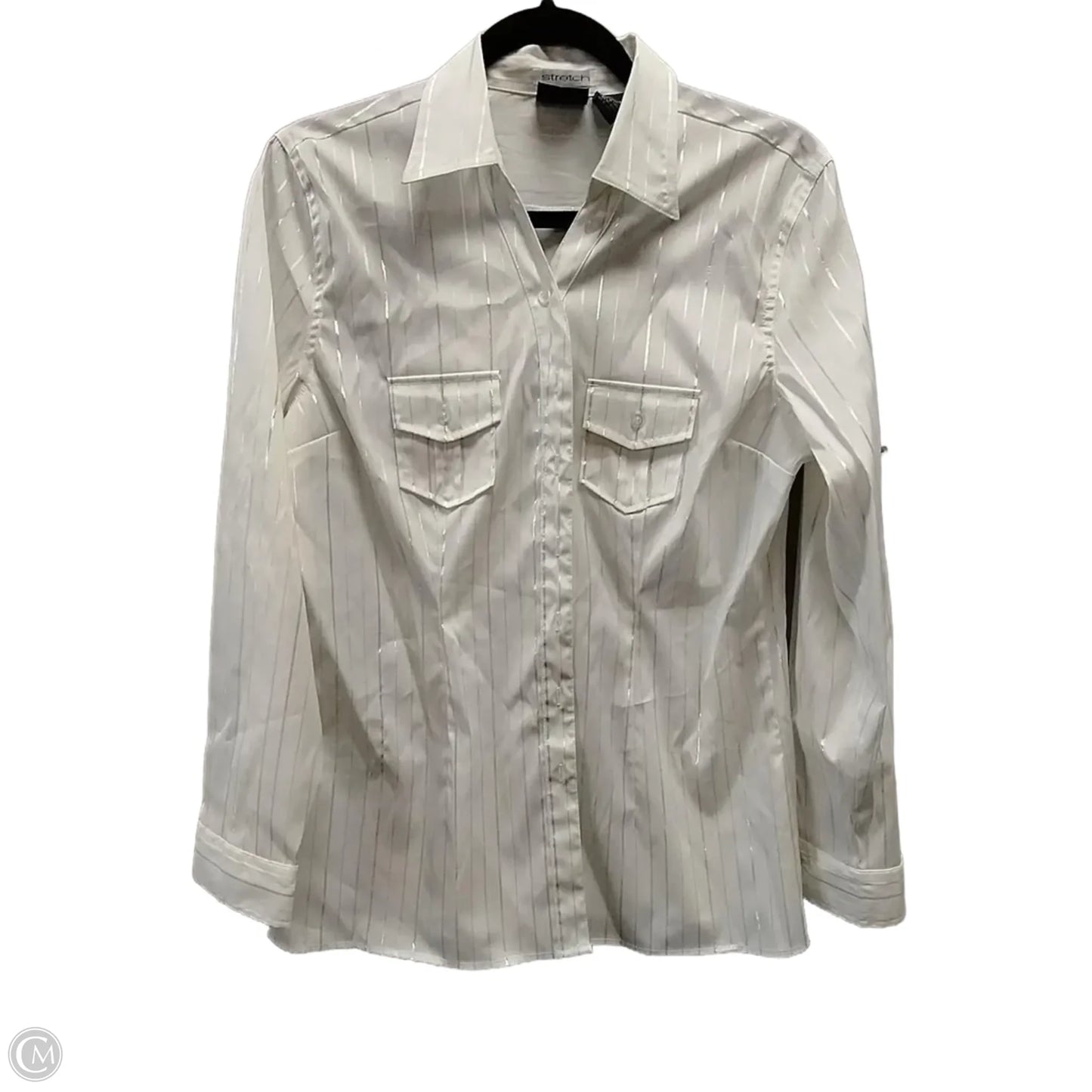 Top Long Sleeve By Dcc In Striped Pattern, Size: L