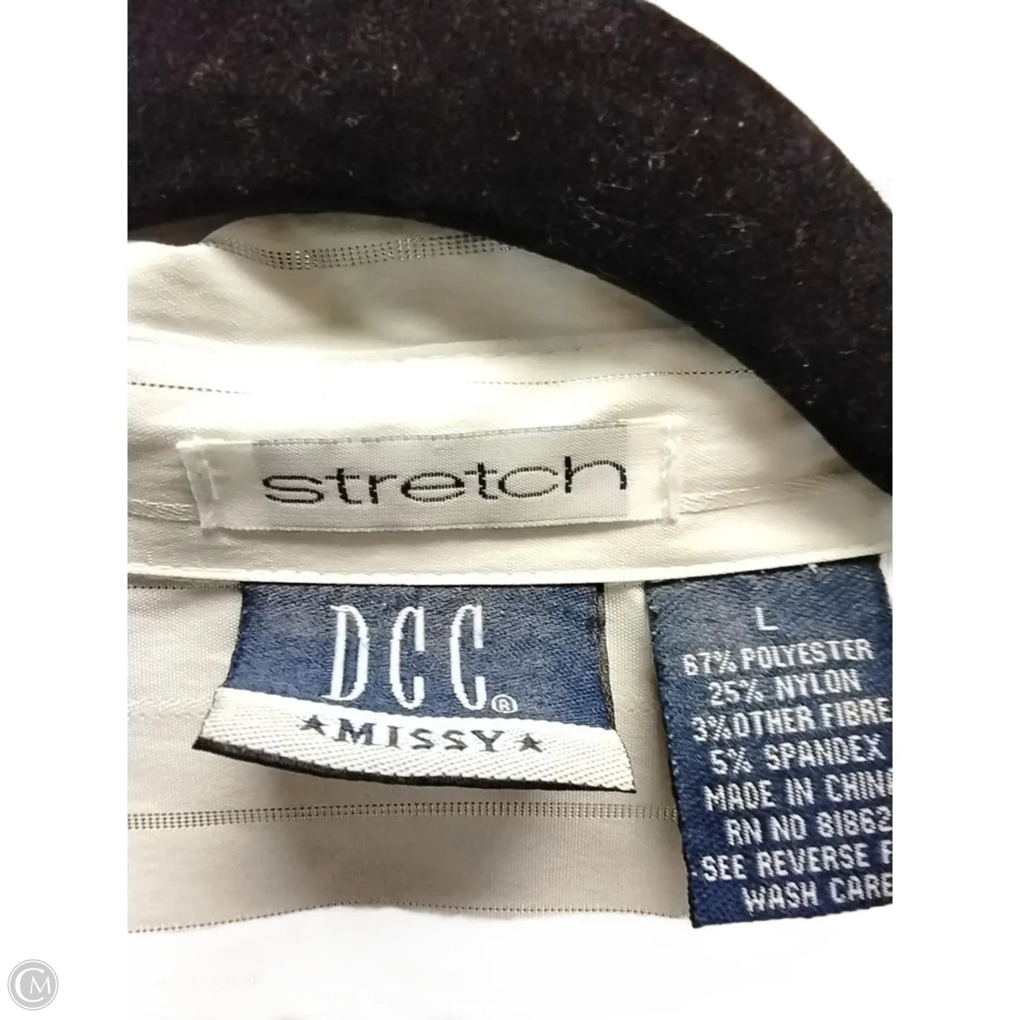 Top Long Sleeve By Dcc In Striped Pattern, Size: L