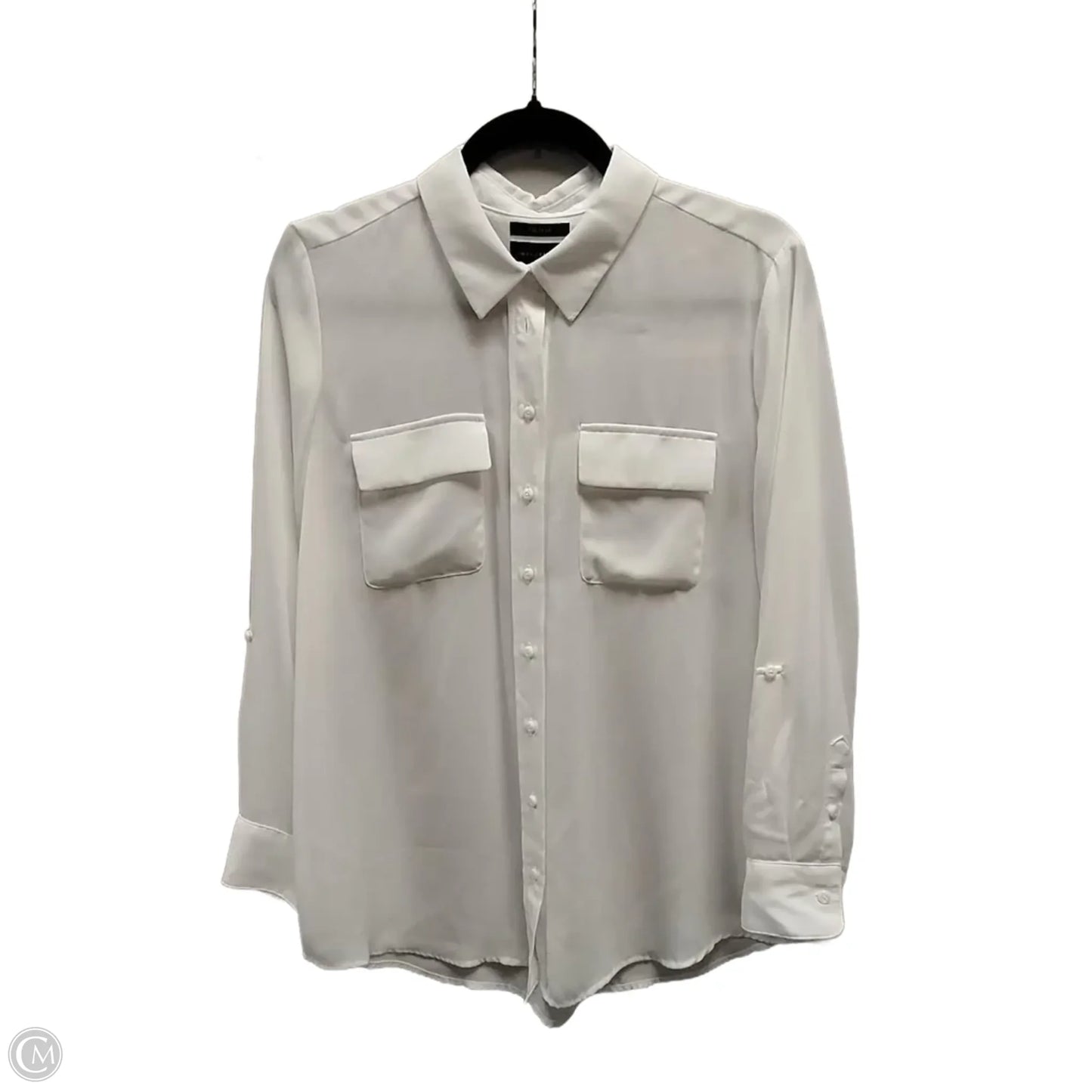 Blouse Long Sleeve By Investments In White, Size: M