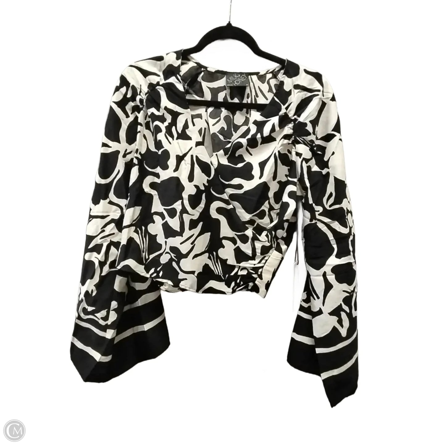 Blouse Long Sleeve By Milk & Honey In Black & White, Size: S