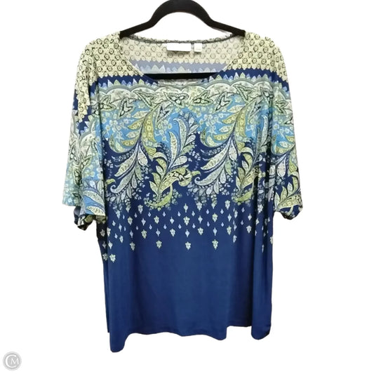 Blouse Short Sleeve By Susan Graver In Paisley Print, Size: 2x