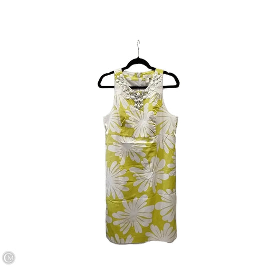 Dress Party Midi By Loft In White & Yellow, Size: 12