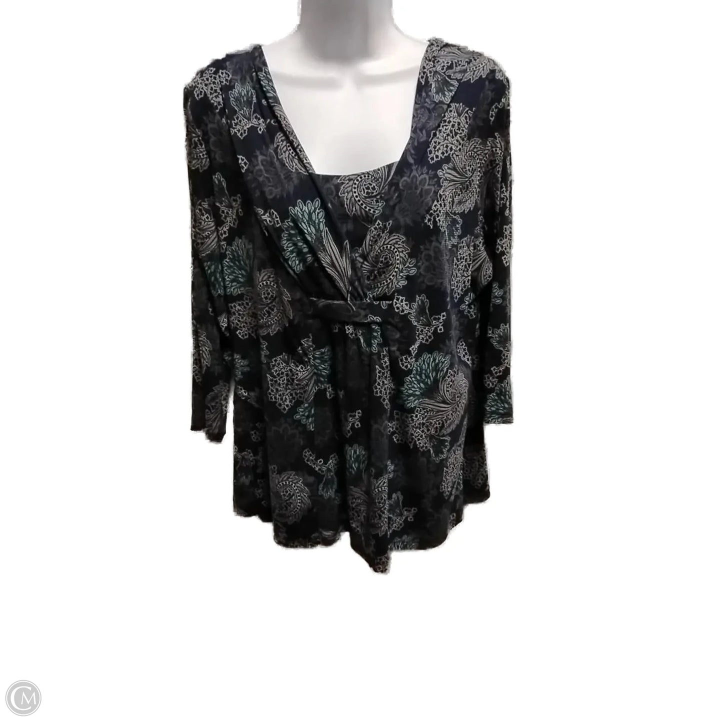 Blouse Long Sleeve By Croft And Barrow In Blue, Size: 1x