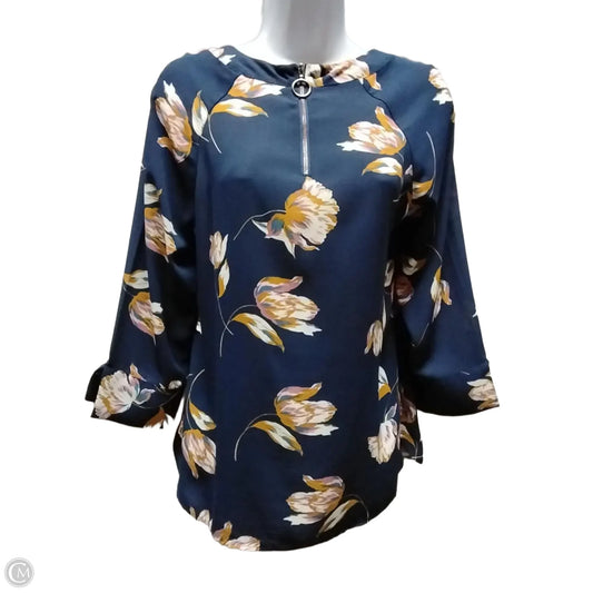 Blouse 3/4 Sleeve By Daniel Rainn In Blue, Size: Xs