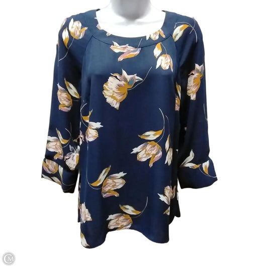 Blouse 3/4 Sleeve By Daniel Rainn In Blue, Size: Xs