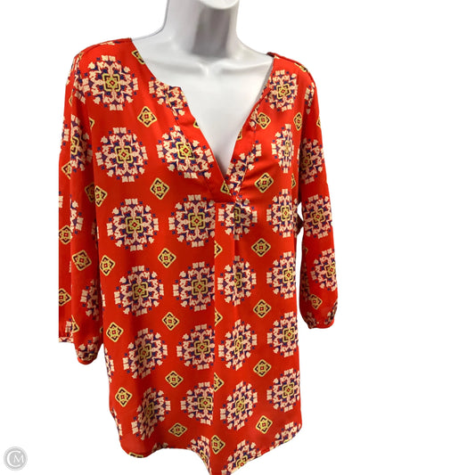 Blouse Short Sleeve By Peach Love Cream California In Orange, Size: L