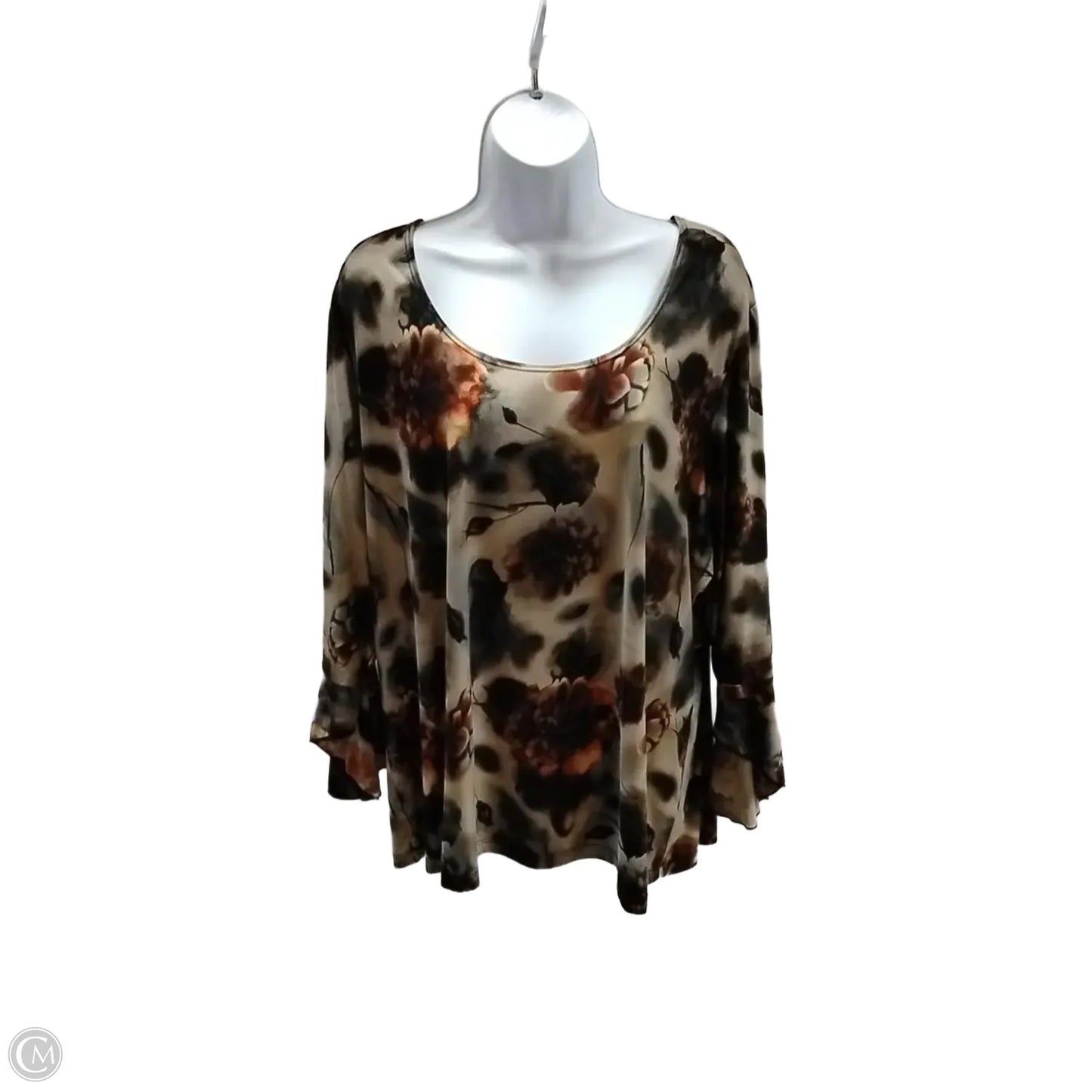 Blouse Long Sleeve By Clothes Mentor In Brown, Size: 3x