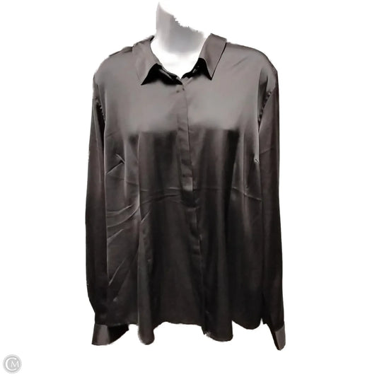 Blouse Long Sleeve By Van Heusen In Grey, Size: Xxl