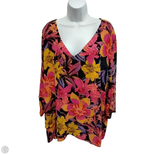 Blouse Short Sleeve By Cme In Floral Print, Size: 3x