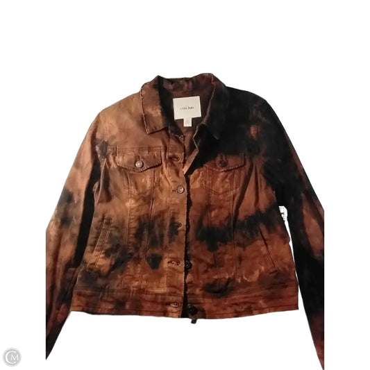 Jacket Denim By Nine West In Black & Brown, Size: L