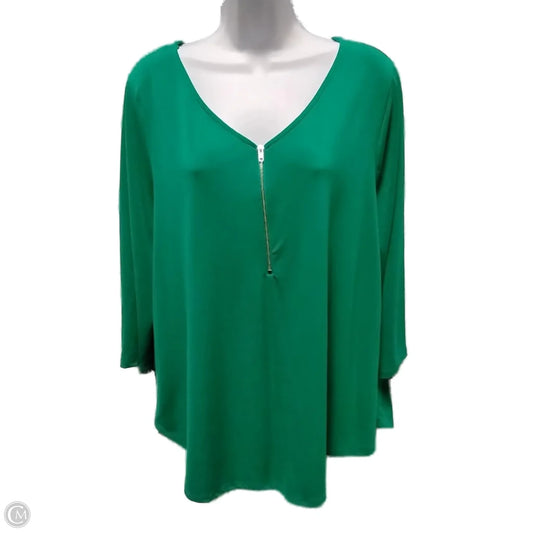 Blouse Long Sleeve By Green Envelope In Green, Size: 1x