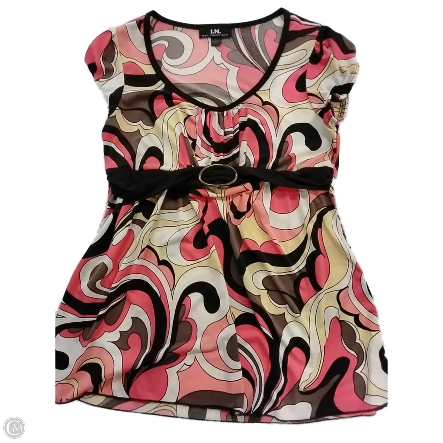 Blouse Short Sleeve By In Sanfrancisco In Brown, Size: L