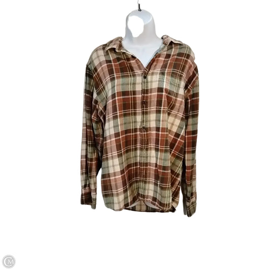 Top Long Sleeve By Eddie Bauer In Plaid Pattern, Size: L