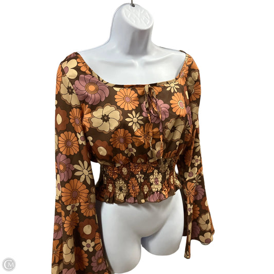 Top Long Sleeve By Romwe In Floral Print, Size: L