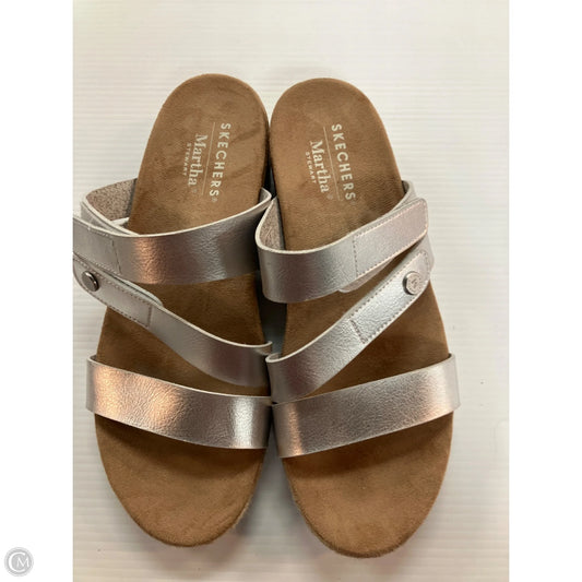 Sandals Flats By Skechers In Silver, Size: 9