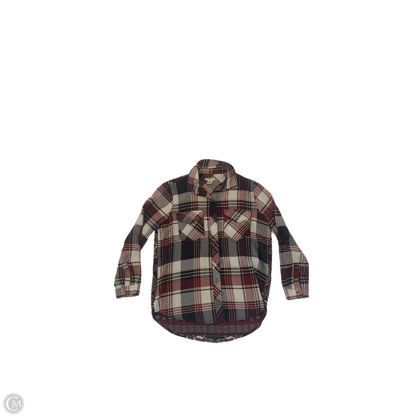 Blouse Long Sleeve By West Bound In Plaid Pattern, Size: Sp