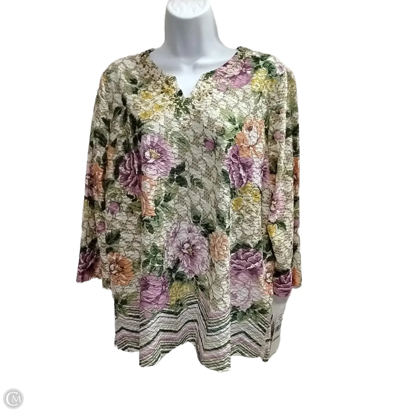 Blouse Long Sleeve By Alfred Dunner In Floral Print, Size: 1x