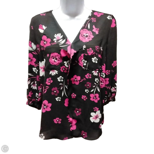Blouse Short Sleeve By Elle In Floral Print, Size: S