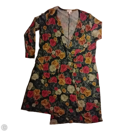 Sweater Cardigan By Lularoe In Floral Print, Size: M