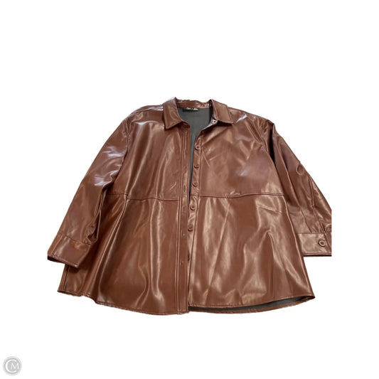 Jacket Leather By Dex In Brown, Size: 2x