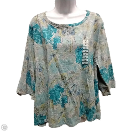 Blouse 3/4 Sleeve By Style And Co Collection Women In Blue, Size: 3x