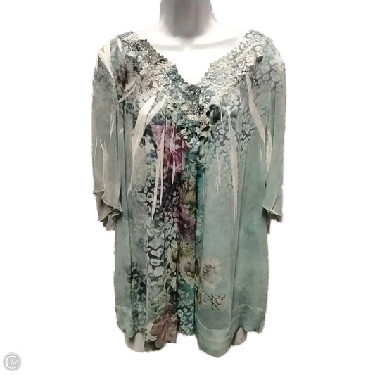 Blouse Short Sleeve By Clothes Mentor In Aqua, Size: 2x