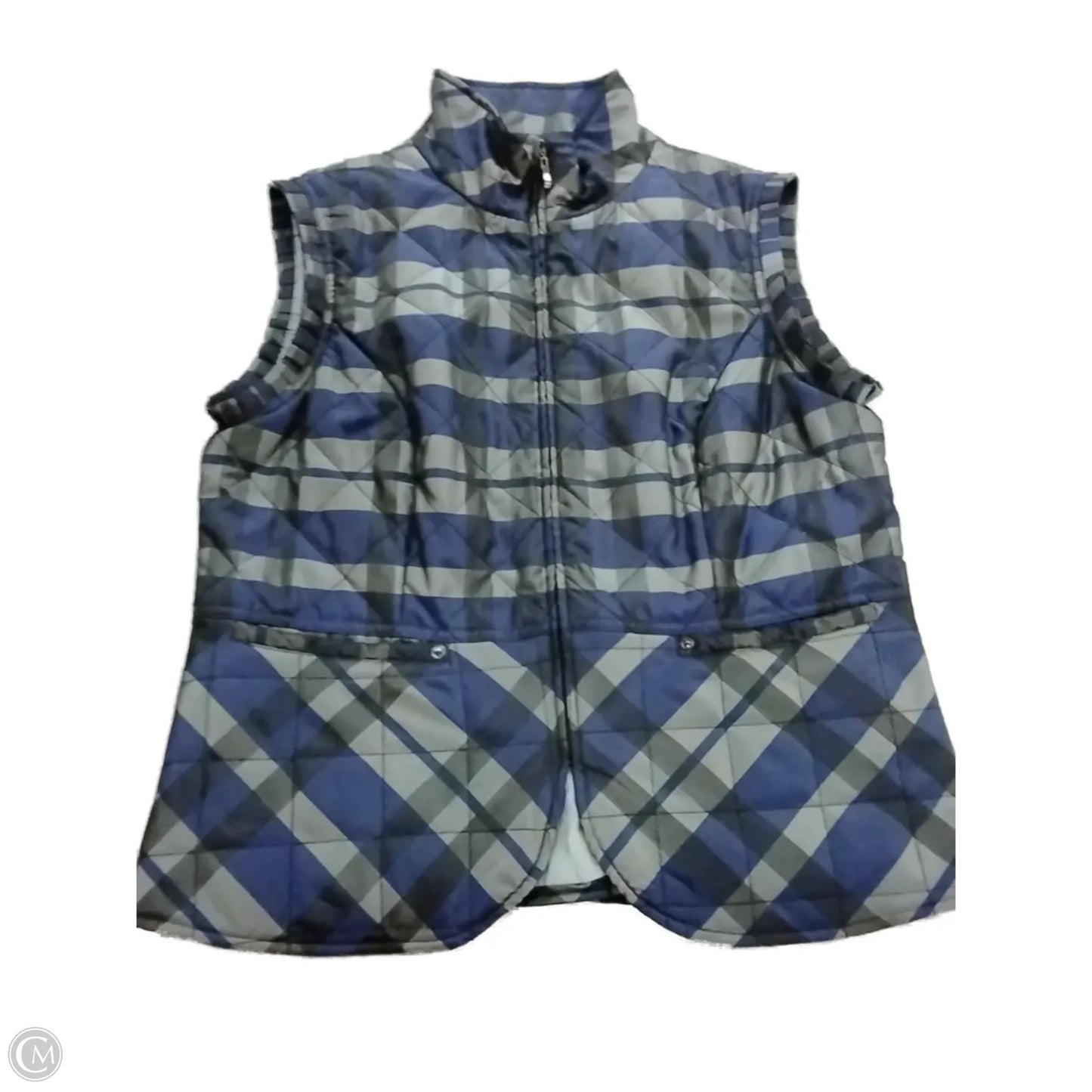 Vest Puffer & Quilted By Clothes Mentor In Plaid Pattern, Size: L